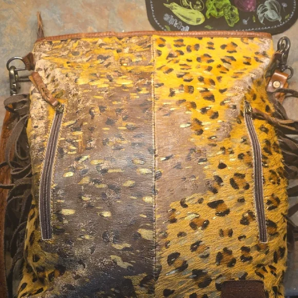 American Darling Leopard and Brown Fringe Shoulder Bag - Picture 4 of 10